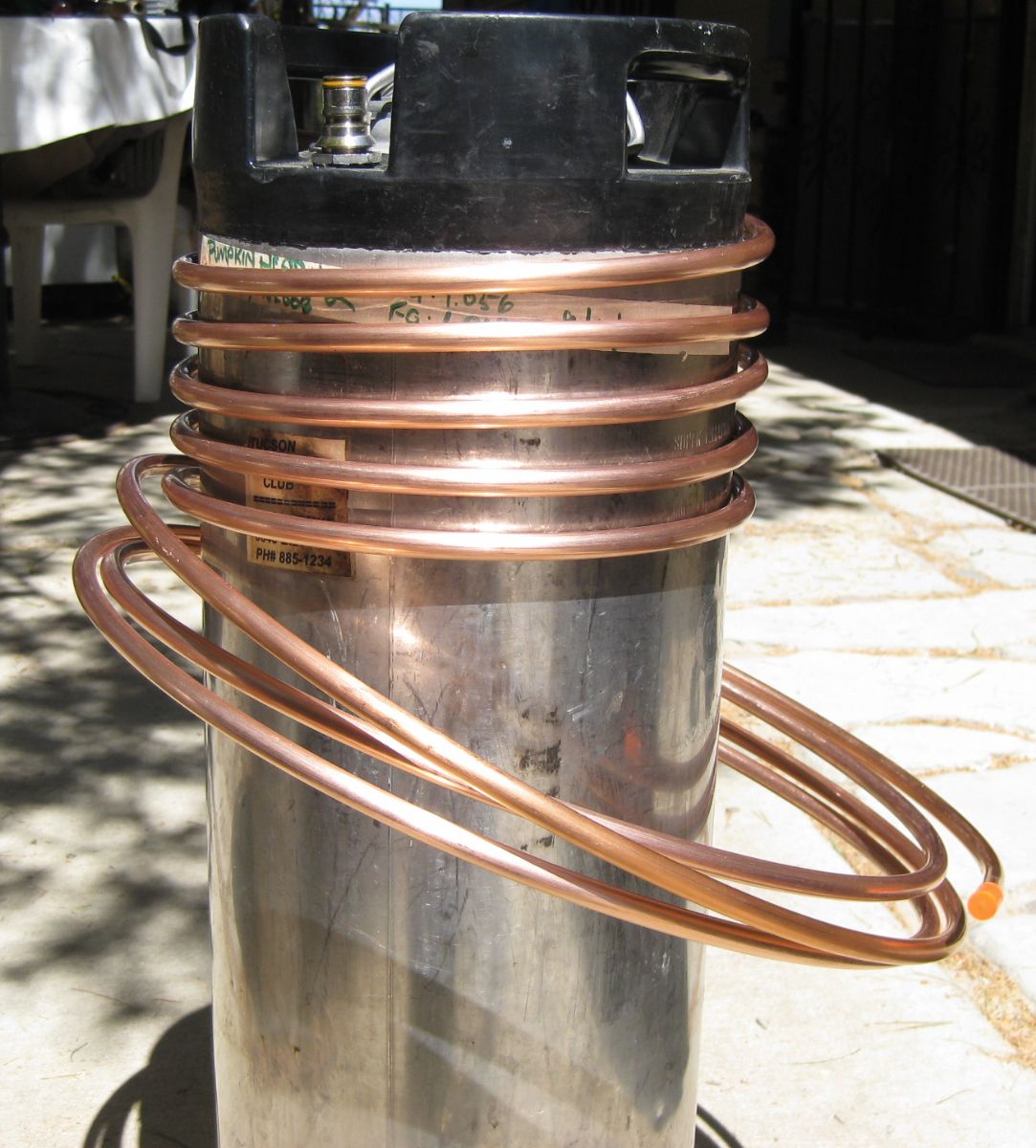 Copper Coil Wrapped Around Beer Keg