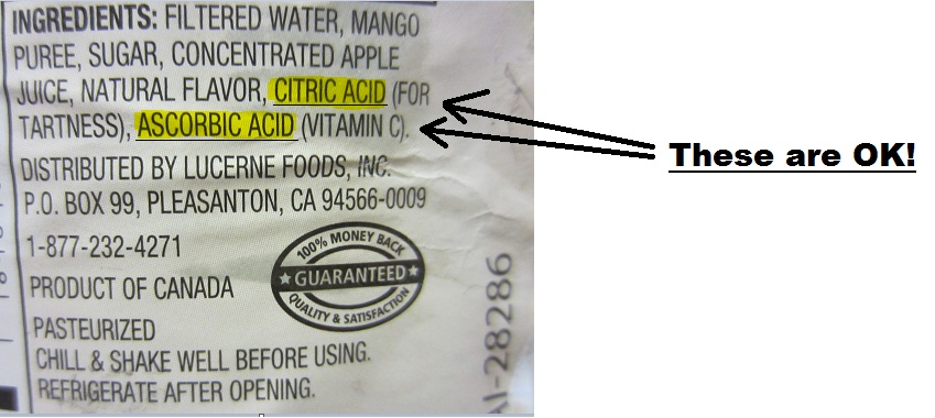 Citric Acid and Ascorbic Acid as Juice Preservatives