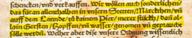 Reinheitsgebot of 1516 Highlighted