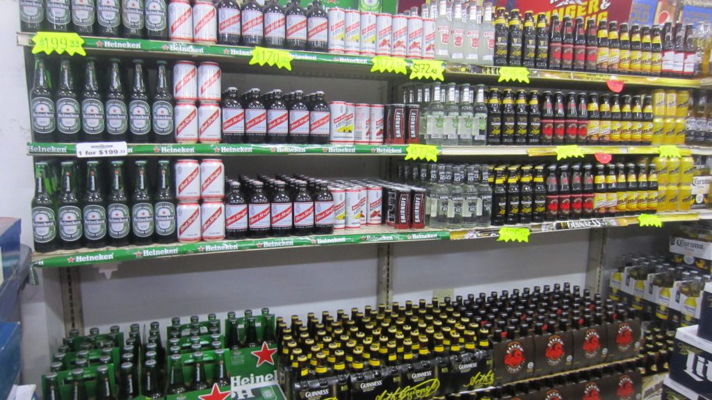 [Beer Selection in Negril at Quality Traders.]