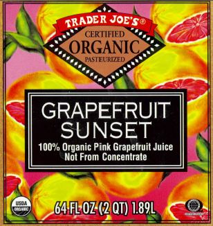 Trader Joe's Grapefruit Sunset 100% Organic Pink Grapefruit Juice