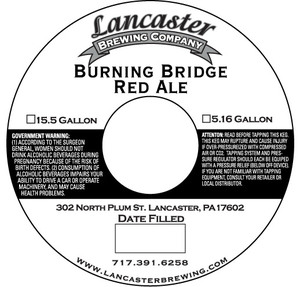 Lancaster Brewing Company Burning Bridge Red