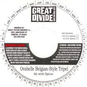 Great Divide Brewing Company Orabelle January 2013