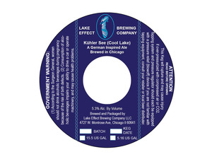 Lake Effect Brewing Company KÜhler See (cool Lake)