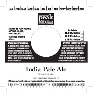 Peak Organic India Pale January 2013