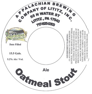 Appalachian Brewing Co Oatmeal Stout January 2013