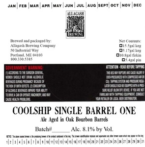 Allagash Brewing Company Coolship Single Barrel One