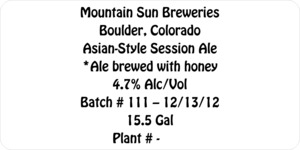 Mountain Sun Breweries Asian-style Session