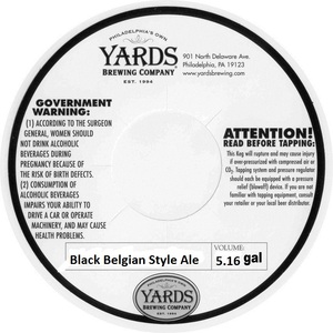 Yards Brewing Company Black Belgian Style Ale January 2013