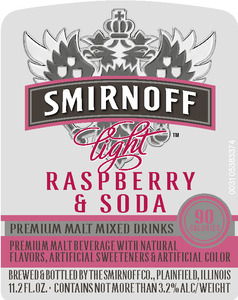 Smirnoff Light Raspberry & Soda January 2013