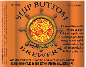 Ship Bottom Brewery Imperial Pumpkin Ale January 2013
