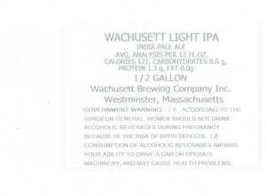 Wachusett Brewing Company, Inc. Wachusett Light IPA January 2013