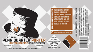 Dc Brau Brewing, LLC Penn Quarter Porter January 2013