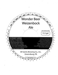 All Saints Brewing Co., Inc. Wonder Beer Weizenbock January 2013