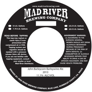 Mad River Brewing Company John Barleycorn January 2013