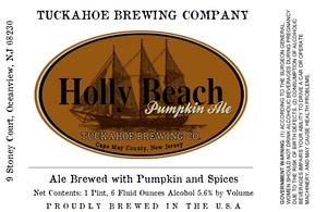 Tuckahoe Brewing Company Holly Beach Pumpkin Ale February 2013