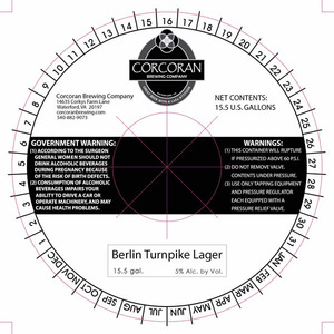 Corcoran Brewing Company Berlin Turnpike Lager