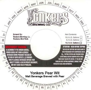 Yonkers Brewing Co Yonkers Pear Wit February 2013