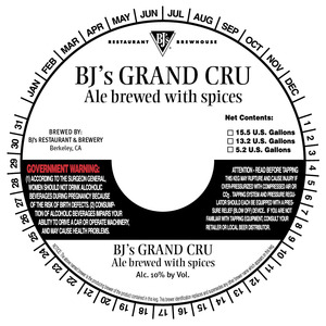 Bj's Restaurant Brewhouse Bj's Grand Cru February 2013