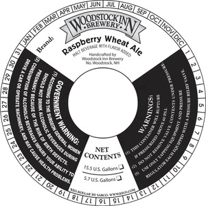 Woodstock Inn Brewery Raspberry Wheat Ale February 2013