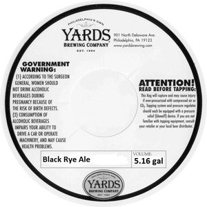 Yards Brewing Company Black Rye Ale February 2013