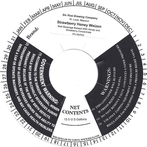 Six Row Brewing Company Strawberry Honey Weizen
