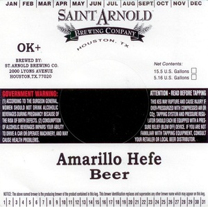 Saint Arnold Brewing Company Amarillo Hefe February 2013