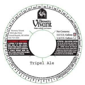 Brewery Vivant Tripel February 2013