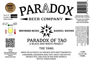 Paradox Beer Company Inc The Yang February 2013