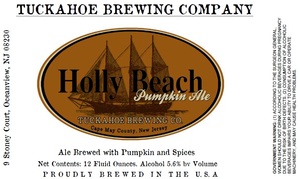 Tuckahoe Brewing Company Holly Beach Pumpkin Ale February 2013