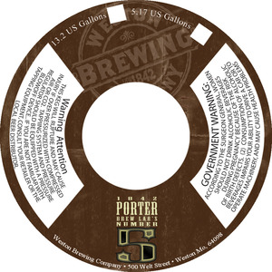 Weston Brewing Company Brew Lab's #5 1842 Porter