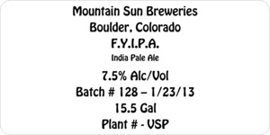 Mountain Sun Breweries F.y.i.p.a. March 2013