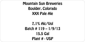 Mountain Sun Breweries Xxx Pale Ale
