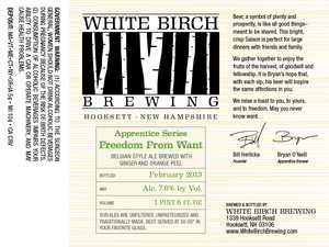 White Birch Brewing Freedom From Want