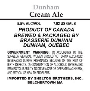 Brasserie Dunham Cream Ale March 2013