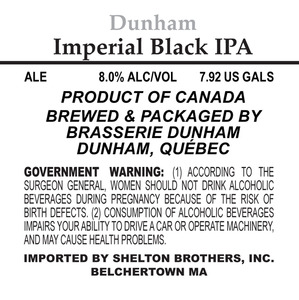 Brasserie Dunham Imperial Black IPA March 2013
