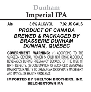 Brasserie Dunham Imperial IPA March 2013