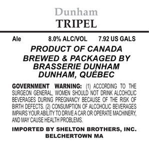 Brasserie Dunham Tripel March 2013