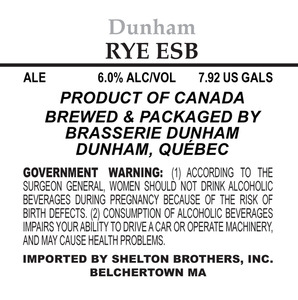 Brasserie Dunham Rye Esb