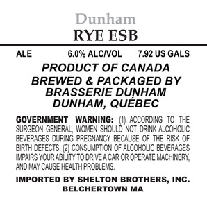 Brasserie Dunham Rye Esb March 2013