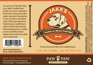 Paw Paw Brewing Company Jake's Vanilla Bean Porter