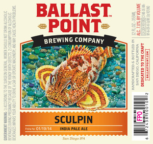 Ballast Point Brewing Company Sculpin March 2013