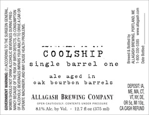 Allagash Brewing Coolship Single Barrel One March 2013