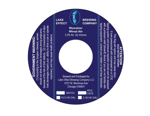 Lake Effect Brewing Company Weissbier March 2013