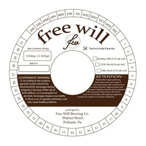 Free Will Techno India Pale Ale March 2013