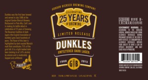 Gordon Biersch Brewing Company Dunkles Unfiltered Dark March 2013