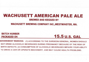 Wachusett Brewing Company, Inc. Wachusett American Pale Ale April 2013