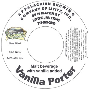 Appalachain Brewing Co Vanilla Porter April 2013