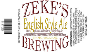 Zeke's Brewing English Style Ale April 2013
