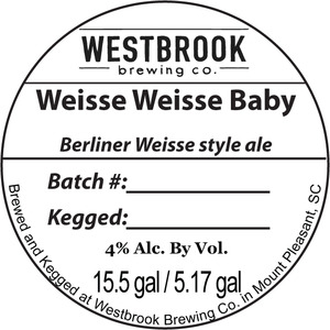 Westbrook Brewing Company Weisse Weisse Baby April 2013